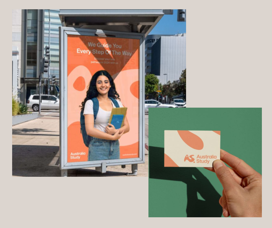 Australia Study brand applied to outdoor advertising and business collateral